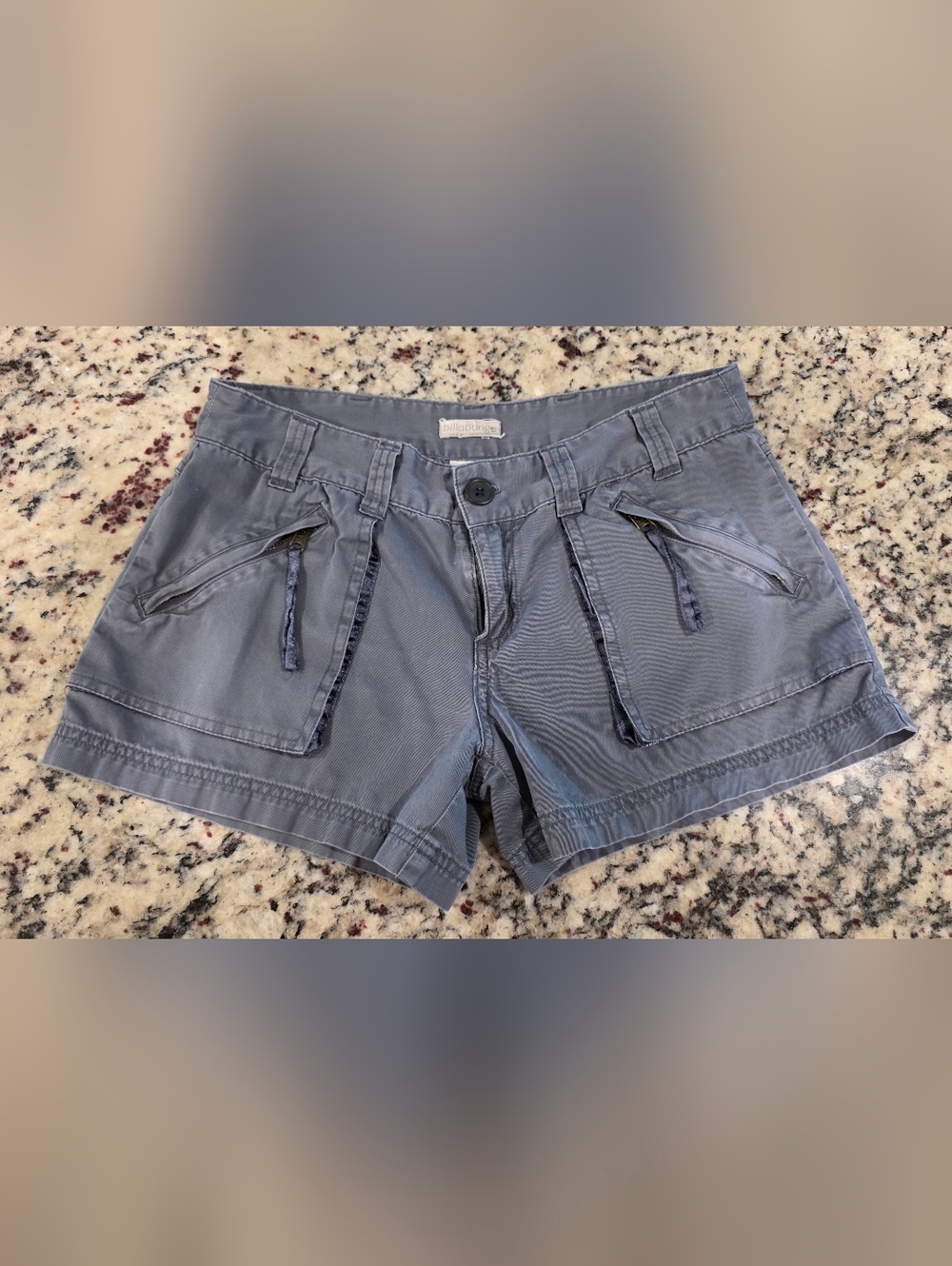 Billabong Women's Gray-Blue Cargo Shorts with Zip Pockets Y2K Size 5 GUC